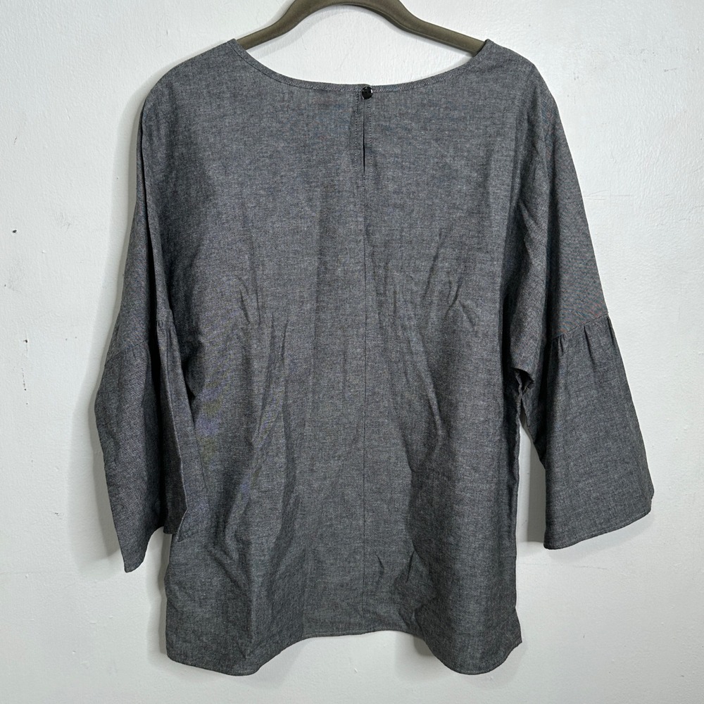 Gray Cotton Bell Sleeve Blouse Top Women Large Made in Canada Natural - Picture 6 of 6